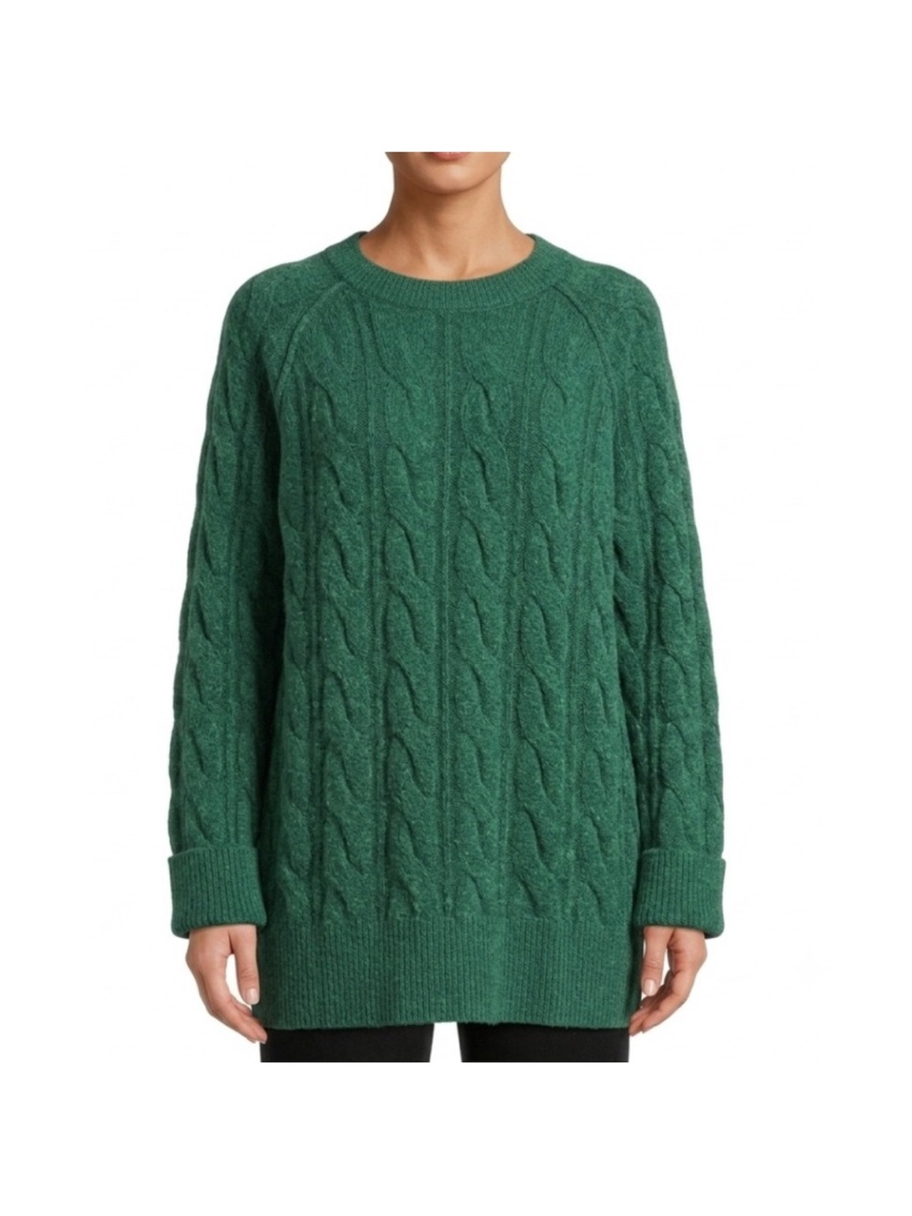 Aerie Cozy Forest Green Cable Knit Sweater